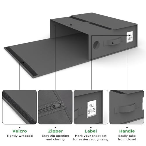 4 Pack Bedsheet Organizers and Linen Closet Storage