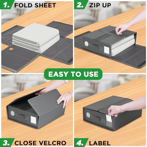 4 Pack Bedsheet Organizers and Linen Closet Storage