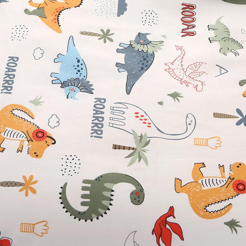 Dinosaur Printed 3-Piece Cotton Crib Bedding Set