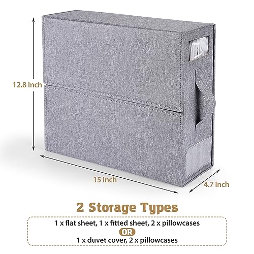 Linen Closet Organizer for Bed Sheets, Duvets, Blankets