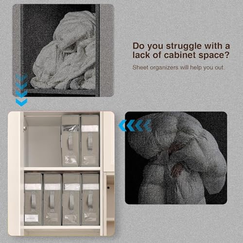 DIMJ Bed Sheet Organizers 8 Pack, Grey, Queen/King Size