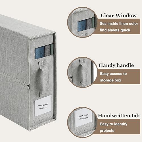 Foldable Bed Sheet Organizers 2 Pack, Gray Color