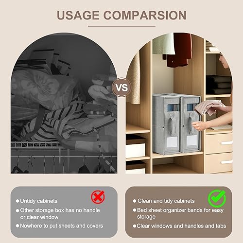 Foldable Bed Sheet Organizers 2 Pack, Gray Color