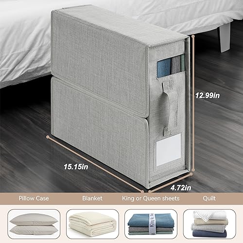 Foldable Bed Sheet Organizers 2 Pack, Gray Color