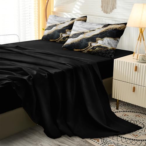 Merryword Black White Marble King Size Comforter Set