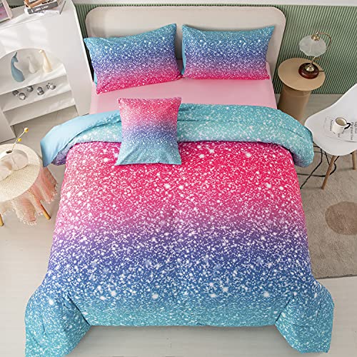 Colorful Rainbow Girls Twin Size Comforter Bedding Set