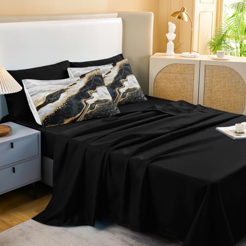 Merryword Black White Marble King Size Comforter Set