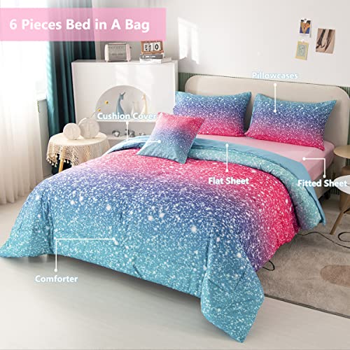 Colorful Rainbow Girls Twin Size Comforter Bedding Set