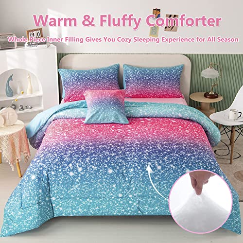 Colorful Rainbow Girls Twin Size Comforter Bedding Set