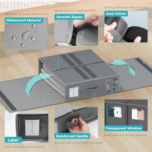 INVOCOO 3 Pack Bed Sheet Storage Organizers(Set)