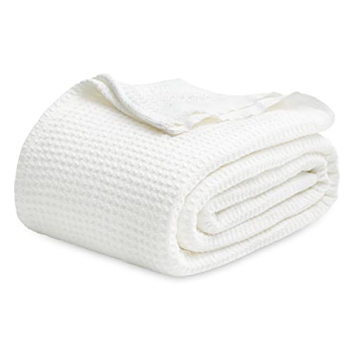 King Size Cotton Waffle Weave Blanket - Lightweight & Breathable