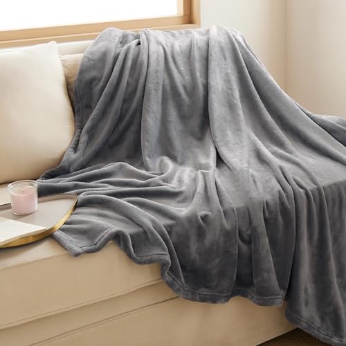 Grey Fleece Throw Blanket for Couch - Soft & Cozy