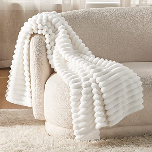Soft White Fleece Throw Blanket, Cozy Women's/Girls 50x60
