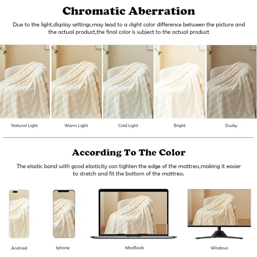 NEWCOSPLAY Ivory Checkered Super Soft Flannel Throw Blanket