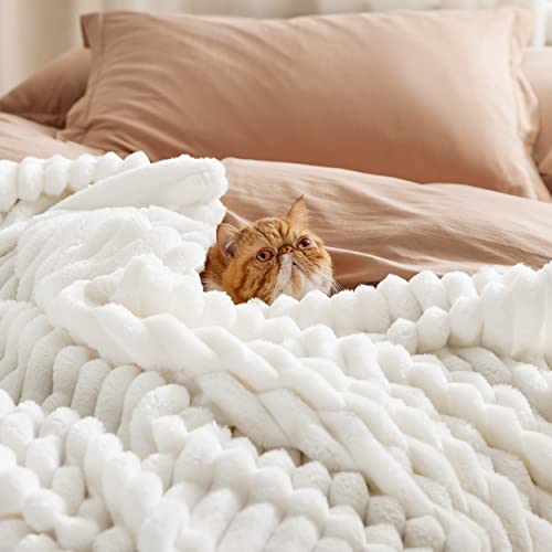 Soft White Fleece Throw Blanket, Cozy Women's/Girls 50x60