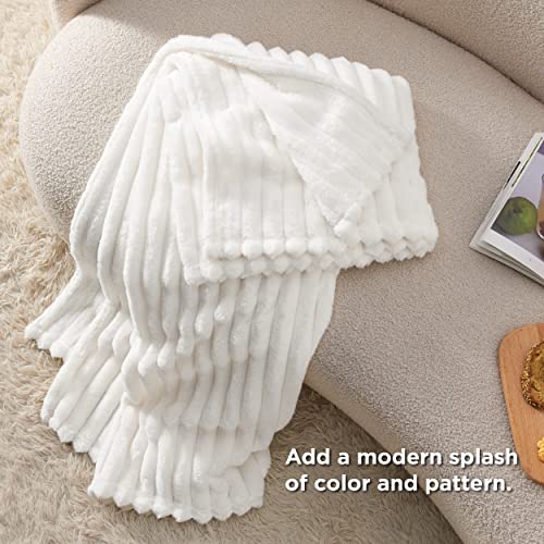 Soft White Fleece Throw Blanket, Cozy Women's/Girls 50x60