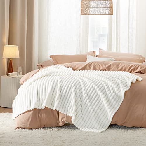 Soft White Fleece Throw Blanket, Cozy Women's/Girls 50x60