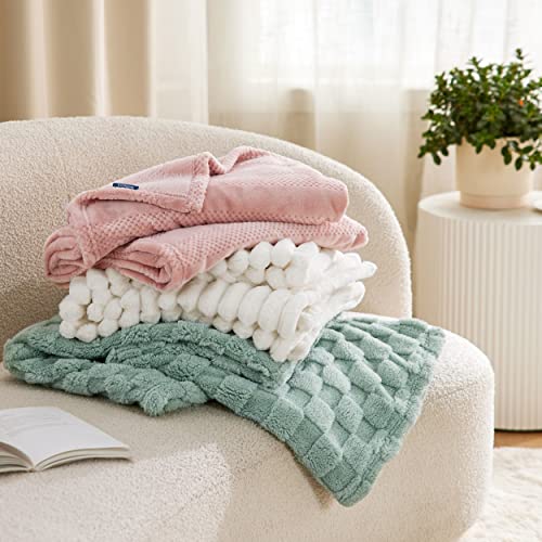 Soft White Fleece Throw Blanket, Cozy Women's/Girls 50x60