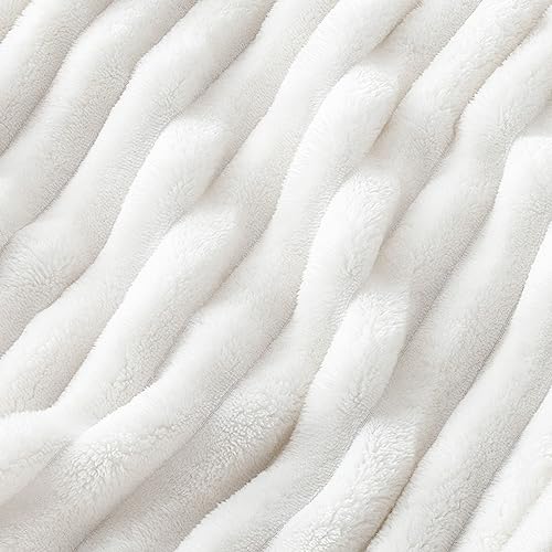 Soft White Fleece Throw Blanket, Cozy Women's/Girls 50x60