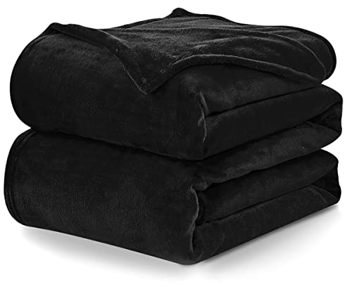 Black CozyLux Fleece Blanket Throw - Lightweight 50x60