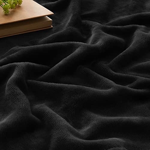 Luxury Plush Black Fleece Throw Blanket for Home