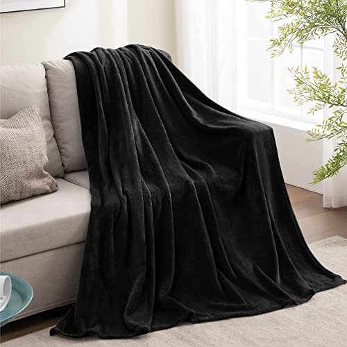 Luxury Plush Black Fleece Throw Blanket for Home