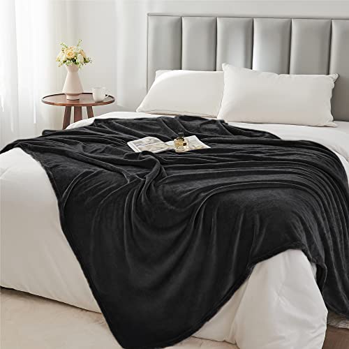 Luxury Plush Black Fleece Throw Blanket for Home