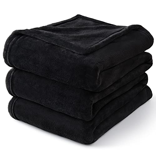 Luxury Plush Black Fleece Throw Blanket for Home