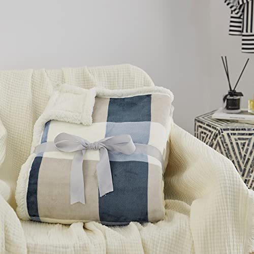 Reversible Sherpa Fleece Throw Blanket for Sofa Bed