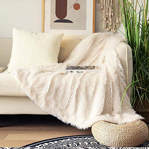 Soft Faux Fur Throw Blanket, Reversible & Cozy