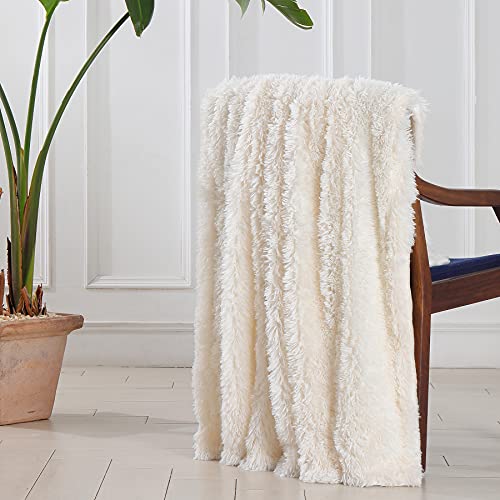 Soft Faux Fur Throw Blanket, Reversible & Cozy