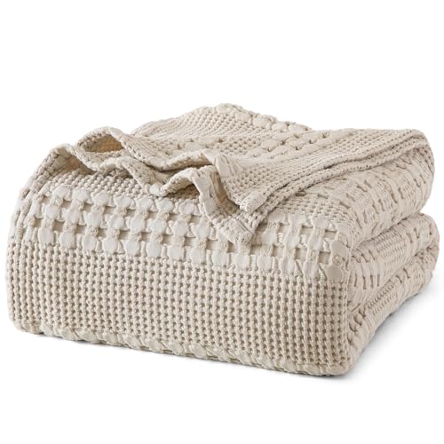 Soft Waffle Weave Cotton Blanket King Size - Oatmeal