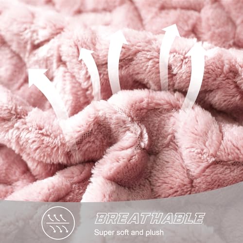 Pink Fleece Throw Blanket for Couch and Bed