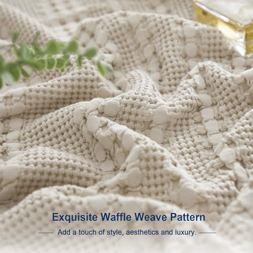 Soft Waffle Weave Cotton Blanket King Size - Oatmeal