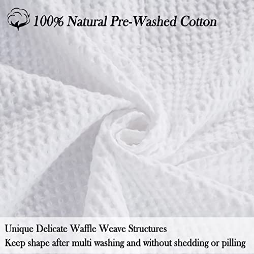 Elegant White Waffle Weave Cotton Blanket for Queen