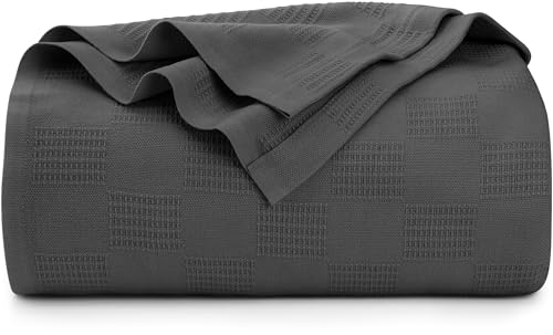 100% Cotton Queen Size Blanket in Smoke Gray