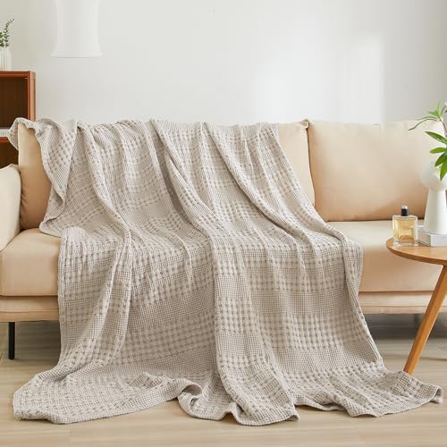Soft Waffle Weave Cotton Blanket King Size - Oatmeal