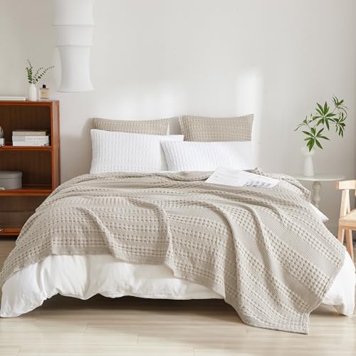 Soft Waffle Weave Cotton Blanket King Size - Oatmeal