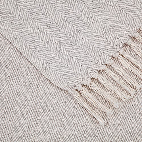 Americanflat 100% Cotton 50x60 Cream Throw Blanket
