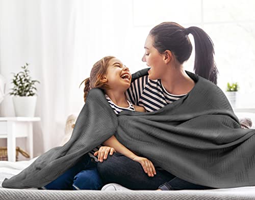 100% Cotton Queen Size Blanket in Smoke Gray