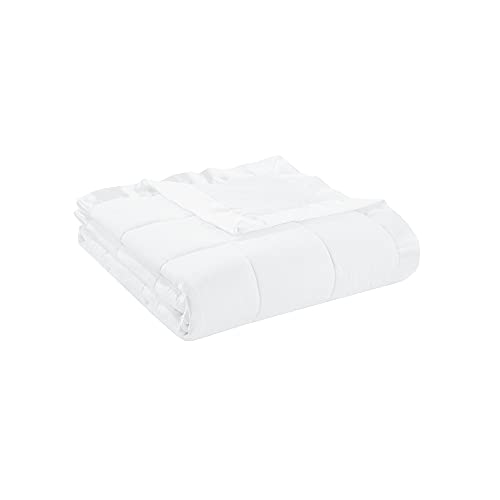 Lightweight White King Blanket with Moisture-Wicking Satin Trim