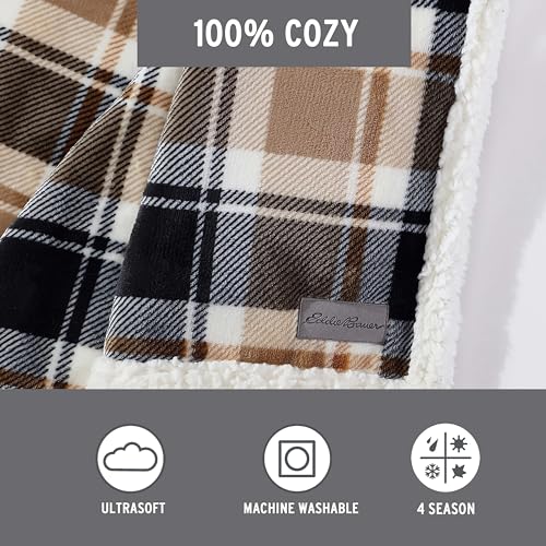 Eddie Bauer Reversible Sherpa Fleece Throw Blanket