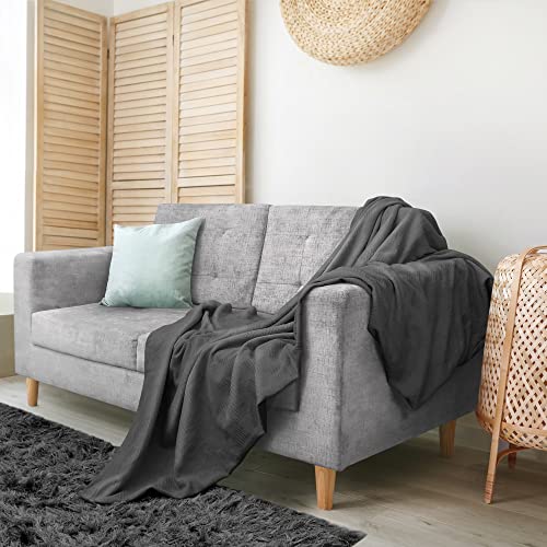 100% Cotton Queen Size Blanket in Smoke Gray