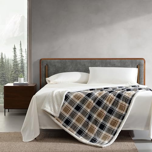 Eddie Bauer Reversible Sherpa Fleece Throw Blanket