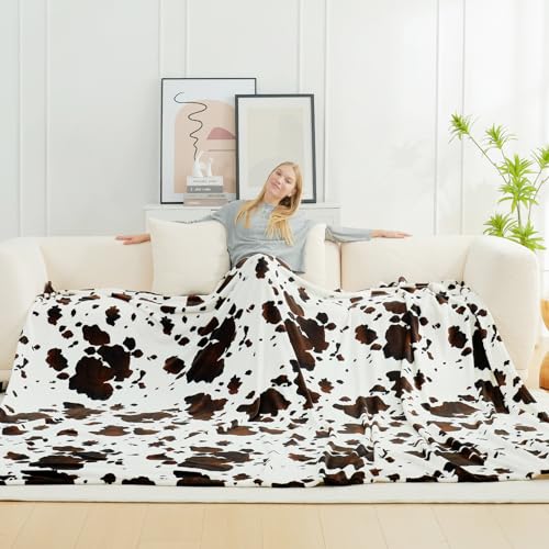 MilkyPlush Cow Print Oversized King Throw Blanket 100x120