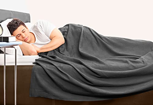 100% Cotton Queen Size Blanket in Smoke Gray