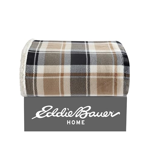 Eddie Bauer Reversible Sherpa Fleece Throw Blanket