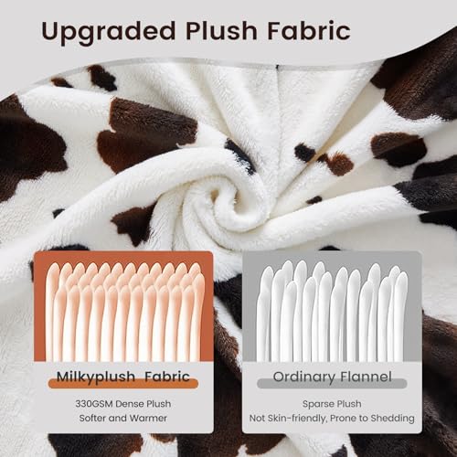 MilkyPlush Cow Print Oversized King Throw Blanket 100x120