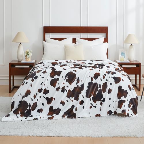 MilkyPlush Cow Print Oversized King Throw Blanket 100x120