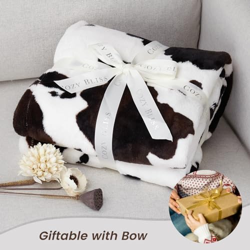 MilkyPlush Cow Print Oversized King Throw Blanket 100x120